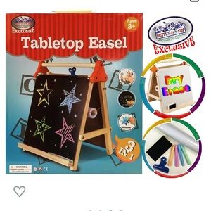 Kids tabletop easel, white board and chalkboard
